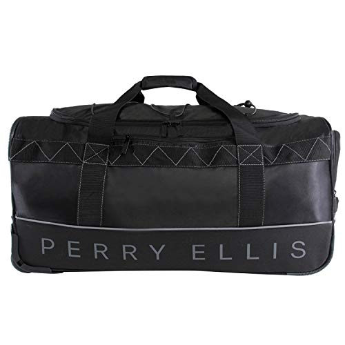 Perry Ellis Large 35-in Rolling Duffel B07Q5DG26L - Black New