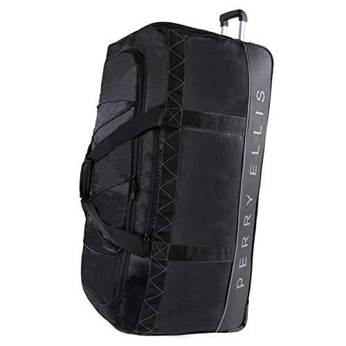Perry Ellis Large 35-in Rolling Duffel B07Q5DG26L - Black New