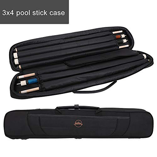 PIKU 3x4 Pool Stick Case Billiard Case Pool Cue Case, B088WVCS5C - Black