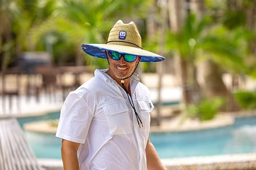 HUK Men's Straw Hat Wide Brim Fishing & Beach Hat - Straw New