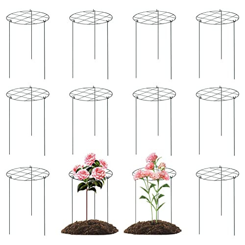 CEED4U 12 Pack Peony Plant Support Cage, Grow Through, 16 x 24 Inches, Green New