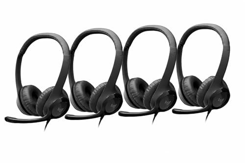 B09J9YN77F NEW H390 Wired Headset Stereo Microphone, Pack of 4 New