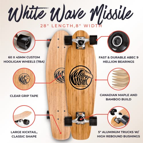 Versatile 28" Bamboo Longboard Drop Deck Skateboard B01FGKN35W - Missle Small New