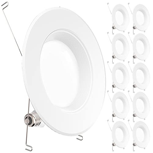 Sunco Lighting 10 Pack 5/6 LED Recessed Downlight Baffle Trim Dimmable 13W-75W