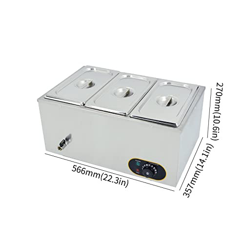 MOOTACO Commercial Food Warmer Stainless Steel Bain Marie Buffet Warmer 1500W New