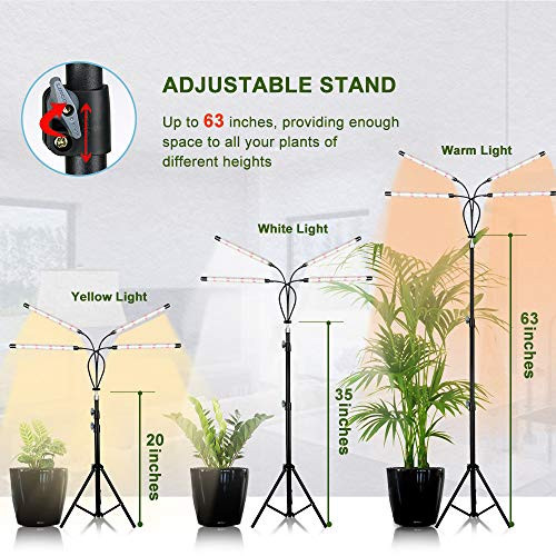 VNFOX Grow Light for Indoor 4 Head Tripod Adjustable Light with Stand New