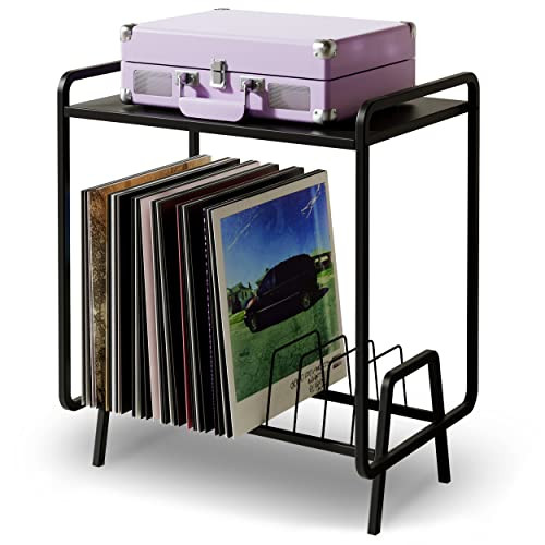Vefunk Record Player Stand with Vinyl Storage - X003LFQOBV - Black New