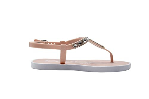 Girl's PCU Sparkly Rhinestone Fashion T-Strap Thong Sandals Blush Multi 2-3 New