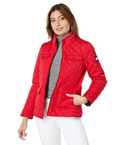 B0BC5P97WT Tommy Hilfiger Quilted Jacket Scarlet LG (US 12-14) New