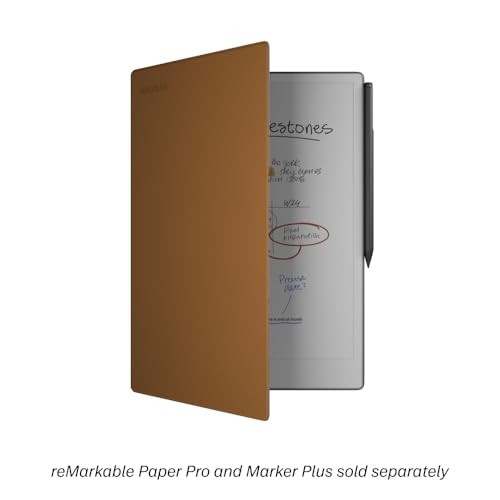 REMARKABLE PAPER PRO PREMIUM LEATHER BOOK FOLIO CASE - BROWN-M New