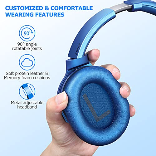 ZIHNIC ACTIVE NOISE CANCELLING HEADPHONES 40H PLAYTIME BLUETOOTH - BLUE