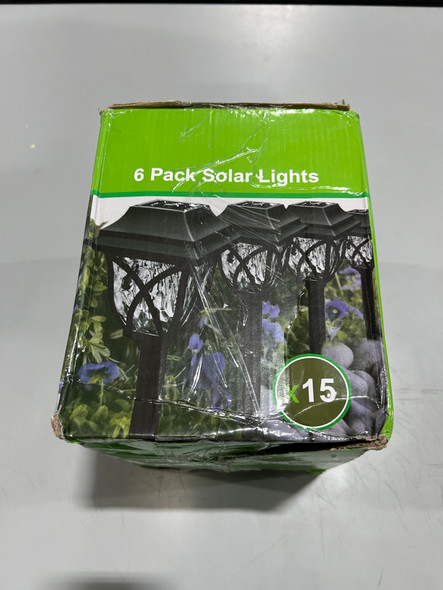 GENERIC SOLAR POWERED OUTDOOR GARDEN LIGHT WARM WHITE - BLACK - 6 PACK