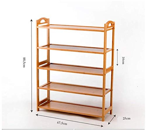 5 Tier Bamboo Shoe Rack Modern Removable Shelves 67.5 * 25 * 88.5cm OneColor New