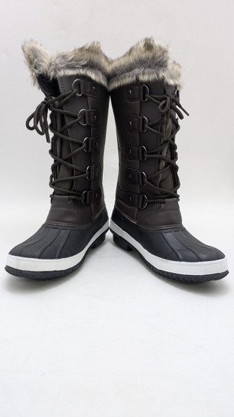 POLAR Womens Snow Boot Nylon Tall Winter Fur Lined Snow Warm - Size 7 - Brown