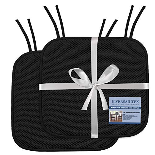 H.VERSAILTEX Memory Foam Chair Cushions Seat Cushion Pads Set of 2 16x16 Black New