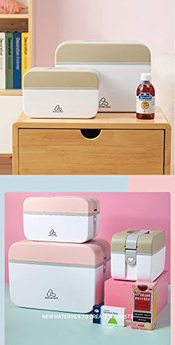 Double-Layer Medicine Box with Bite Type Clasp and Folding Handle-home Brown New