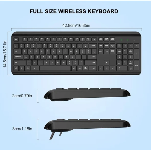 TAYDERLY MK258 WIRELESS KEYBOARD & MOUSE COMBO, 2.4G SILENT - BLACK