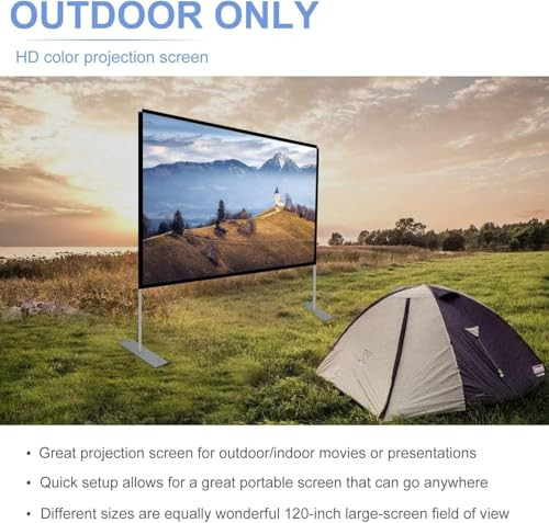 Projector Screen with Stand 120 inch 16:9 HD 4K Outdoor Indoor Projection Screen