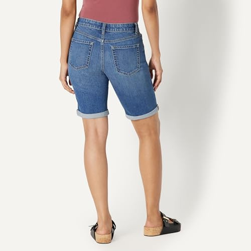 AMAZON ESSENTIALS WOMEN'S SLIM FIT DENIM BERMUDA SHORTS MEDIUM BLUE VINTAGE New