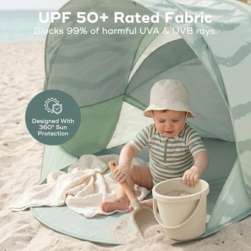 BABYMOOV MOOV & PROTECT ANTI-UV COOLING BEACH TENT POP-UP - GREEN LAGOON