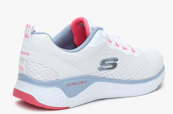 Skechers Women Solar Fuse Cosmic View Trainers White Mesh Blue Pink Trim Size: 7