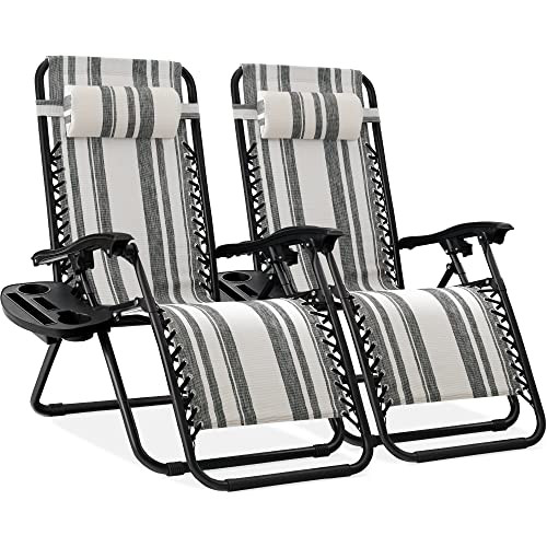 Best Choice Products Set of 2 Adjustable Steel Mesh Zero Gravity Lounge Chair New