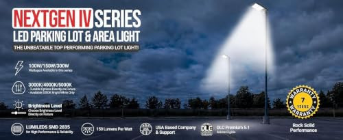 RuggedGrade 300W NextGen III LED Parking Lot Light with Photocell New