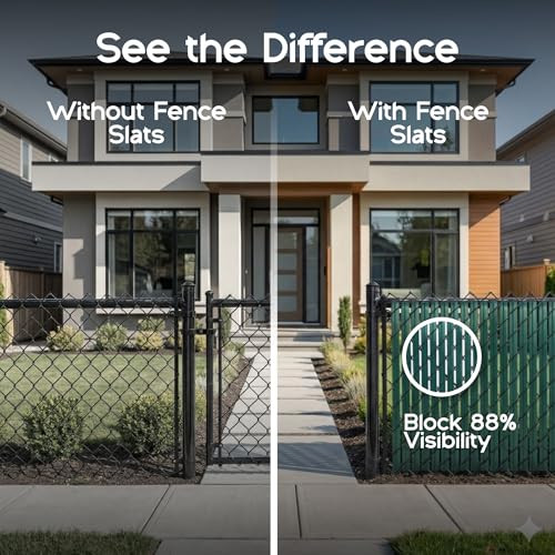 Fenpro Privacy Fence Slats, Chain-Link Bottom Lock 6ft x 10ft - Green New