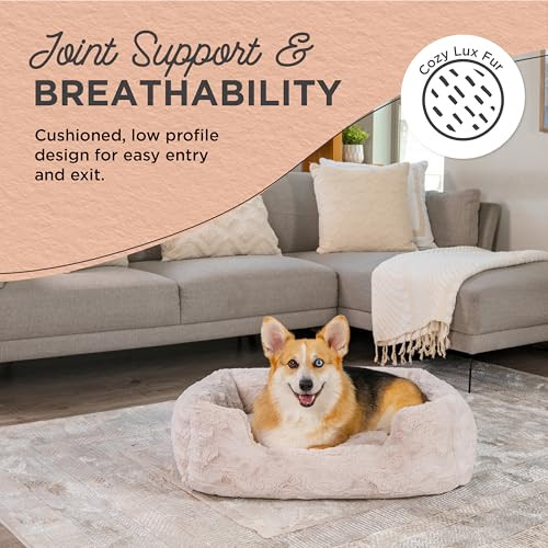 Best Friends by Sheri Lux Lounge Calming Faux Fur Dog Bed, Cream, Medium New