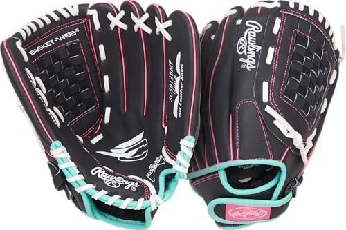 Rawlings Sure Catch Youth Series Softball Glove 12" Left Hand Throw Black/Mint