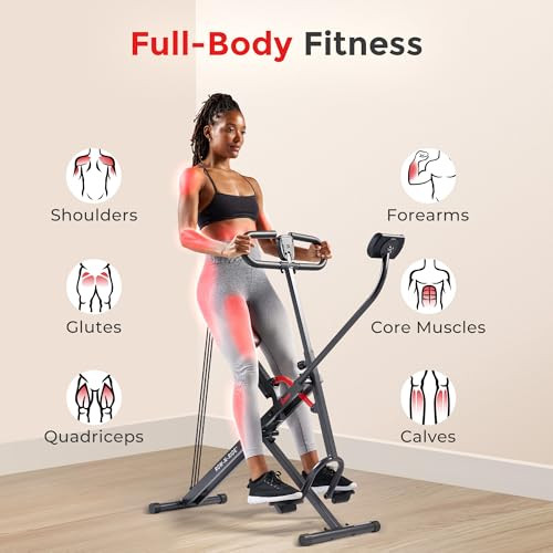 Sunny Health & Fitness Smart Upright Row-N-Ride Exerciser NO-077SMART - BLACK