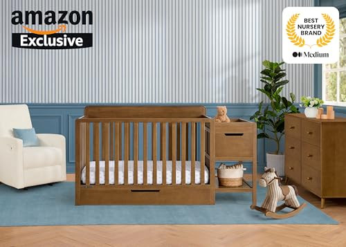 DELTA CHILDREN MAYA 5-IN-1 CONVERTIBLE CRIB AND CHANGER WITH STORAGE - CHESTNUT