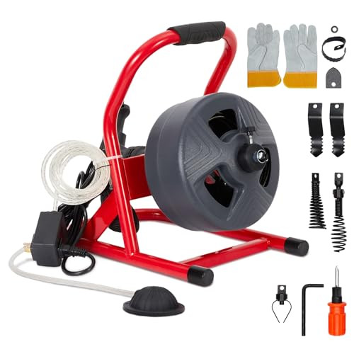 PioneerWorks 50Ft x 5/16" Drain Cleaner Machine Drain Auger Pro 3/4" - 3" Pipes New