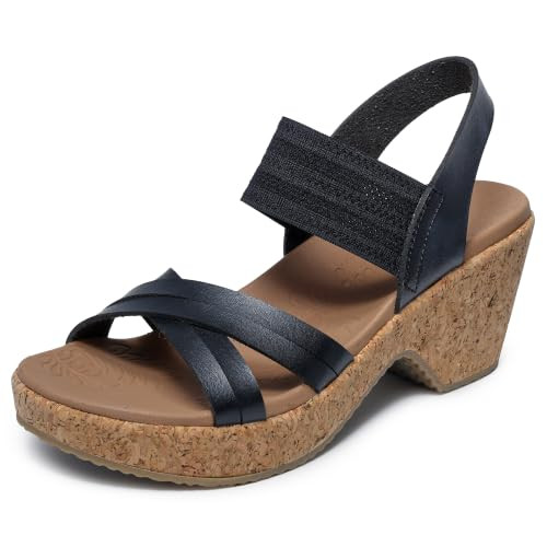 119536 Skechers Women's BRYSTOL - NIGHT SKIES heel sandal BLACK SIZE 10
