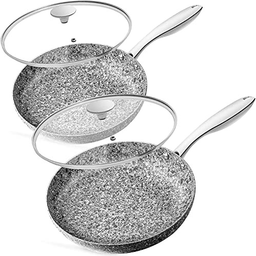 MICHELANGELO 10" & 12" Stone Frying Pan Set 100% APEO & PFOA-Free B09KLK2HTT
