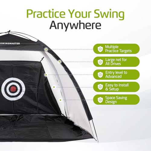 Swing Master Golf Net, Practice Net, Mat, 10x7ft Golf Hitting Net - NEW New