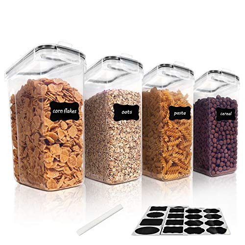 Vtopmart Cereal Storage Container Set 4 Piece Set B087FBCNKN - Black