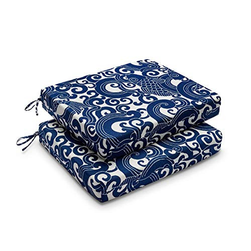 Downluxe Waterproof Square Corner Seat Cushion, 2 Pack - Blue Carp New