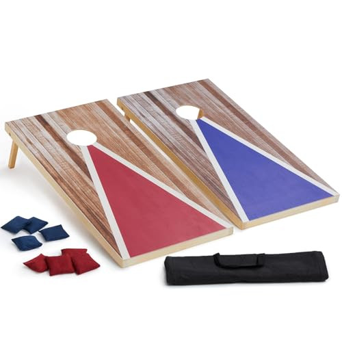 Sorulley Solid Wood Premium Cornhole Set, 3' x 2' Corn Hole Set with 8 Bean Bags New