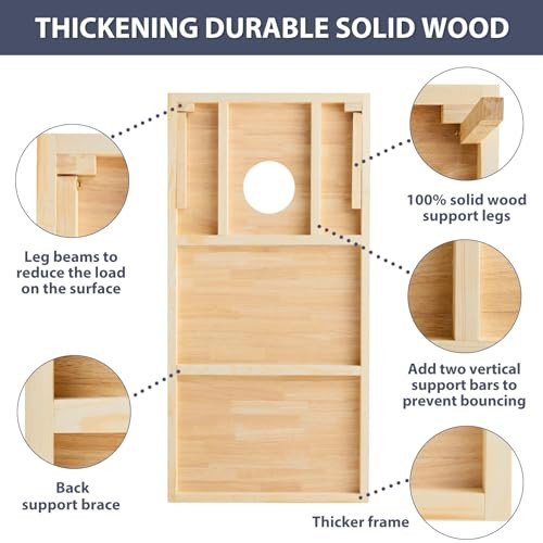 Sorulley Solid Wood Premium Cornhole Set, 3' x 2' Corn Hole Set with 8 Bean Bags New