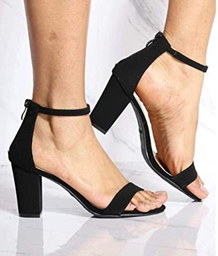 B07BDRT88M Over the Toe Strap Ankle Wrap Strap Heel Open Toe, Black, 8.5 New