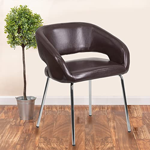 B01NB7R11E Flash Furniture Fusion Series Contemporary Reception Chair Brown New