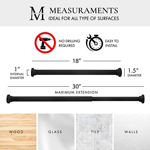 Meriville 1" Diameter Metal Spring Tension Rod Adjustable Length 18"-30", White
