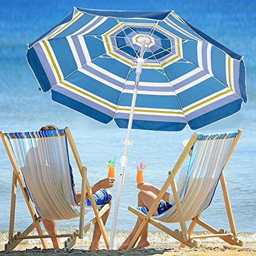 Bumblr 6.5ft Beach Umbrella with Sand Anchor B09164P4H4 - Blue Green New