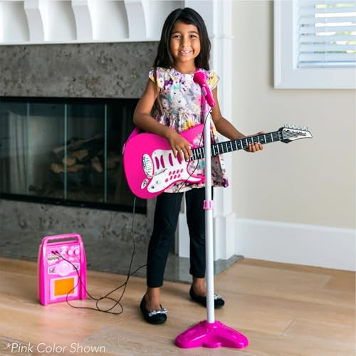 Best Choice Products Kids Electric Guitar Set with Microphone & Amp - Black New