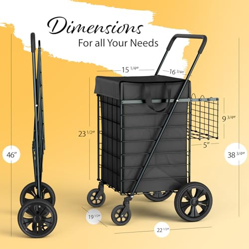 Our Modern Space Shopping Cart Liner Large 360° Swivel - Black New