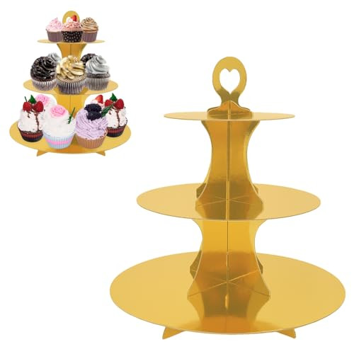 GENERIC 3-TIER CARDBOARD CUPCAKE STAND - 2 PCS ROUND CUPCAKE STAND TOWER New