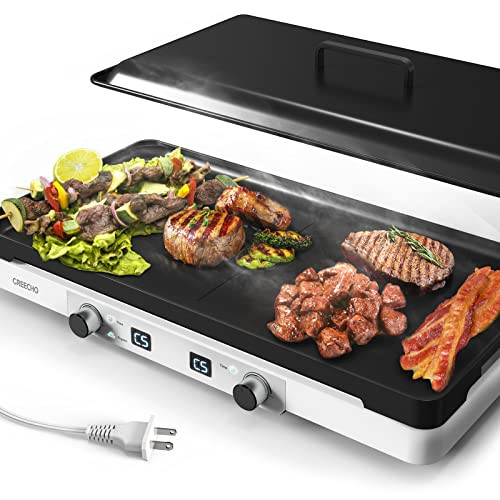 GREECHO Portable Induction Cooktop 2 Burner Griddle 1400W B09SB6XY2R - White New