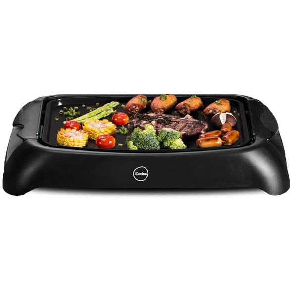 iCucina Flat Griddle Electric Indoor Kitchen with Removable Dip Tray B08L6SJG3N