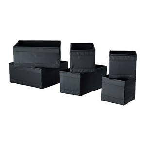 2 X Ikea Storage Box, Set of 6, B010GDH3YG - Black New